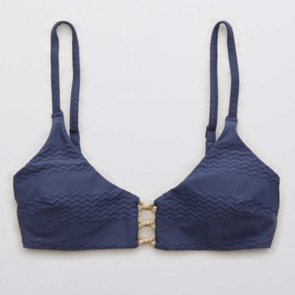 NWT Aerie Jacquard Knot Front Scoop Bikini Top